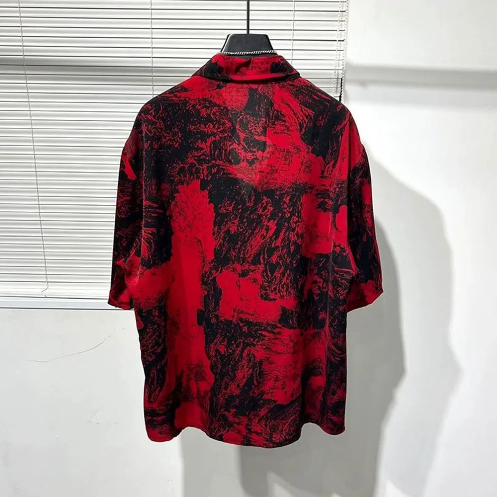 Mens Shirt Irregular Red Lands - Summer Vacation Clothing Men avis et prix