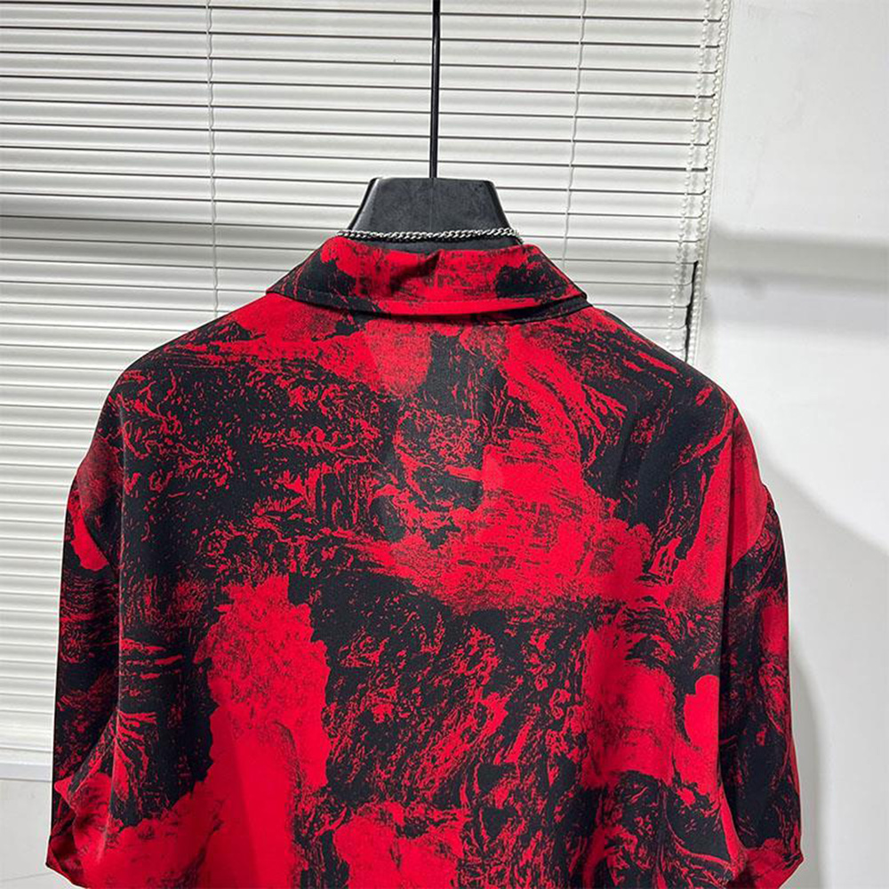 Mens Shirt Irregular Red Lands - Summer Vacation Clothing Men avis et prix