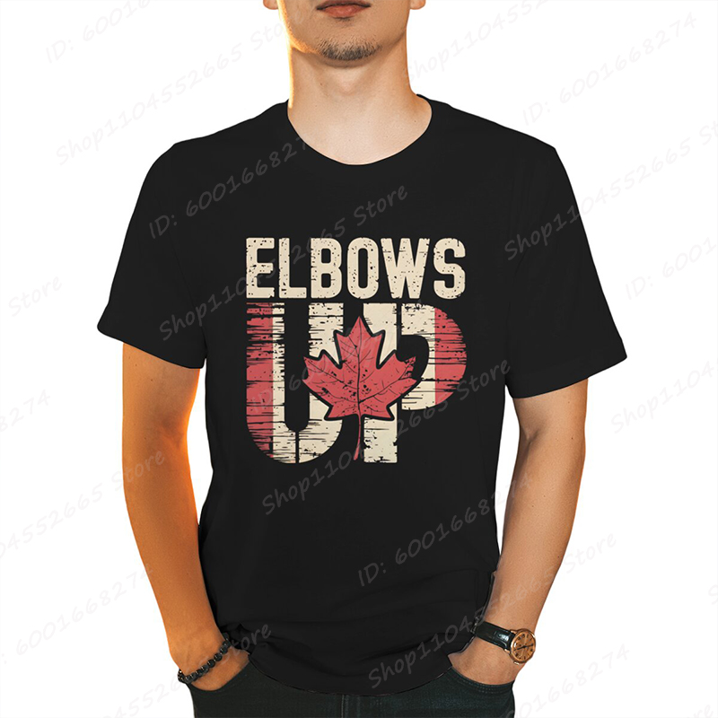 Retro Elbows Up Canada Print T - Summer Clothing Canada avis et prix