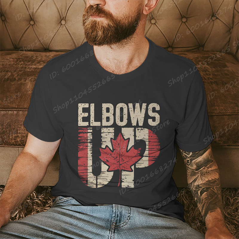 Retro Elbows Up Canada Print T - Summer Clothing Canada avis et prix