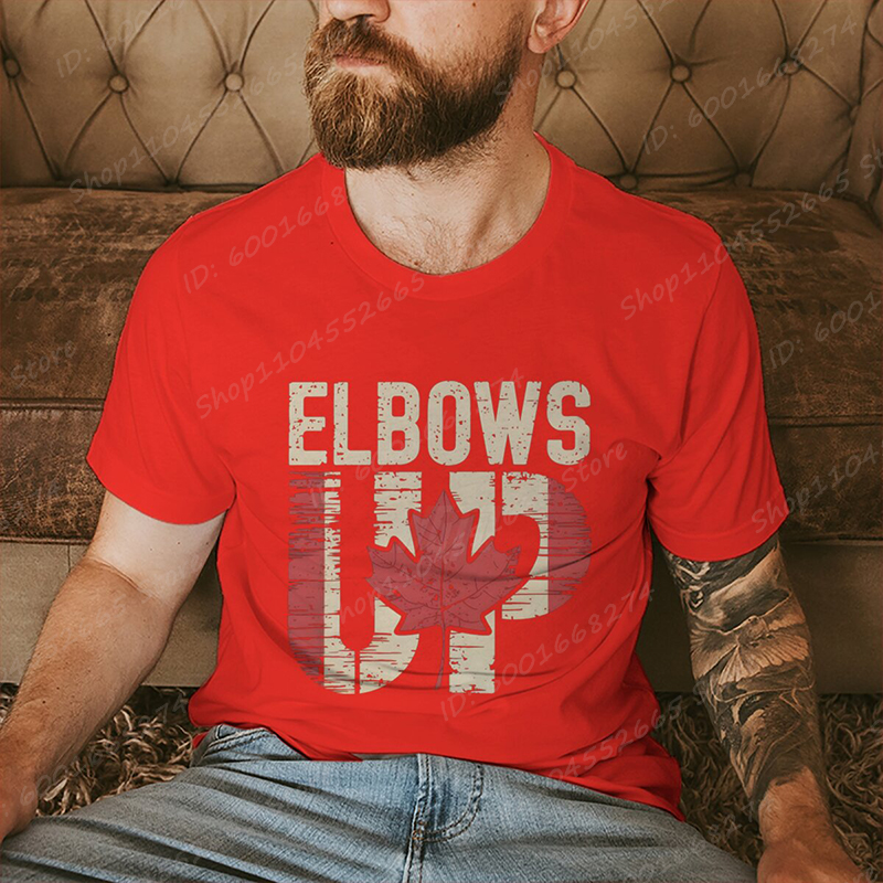 Retro Elbows Up Canada Print T - Summer Clothing Canada avis et prix